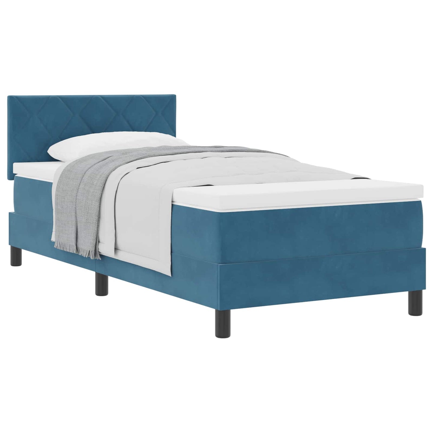 Box spring seng med hovedgærde Mørk blå 100 x 200 cm Fløjl
