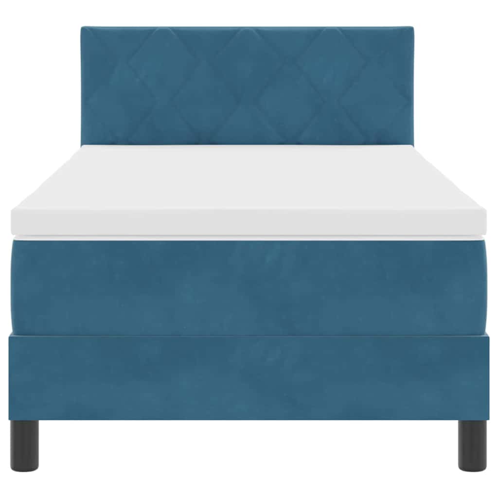 Box spring seng med hovedgærde Mørk blå 100 x 200 cm Fløjl
