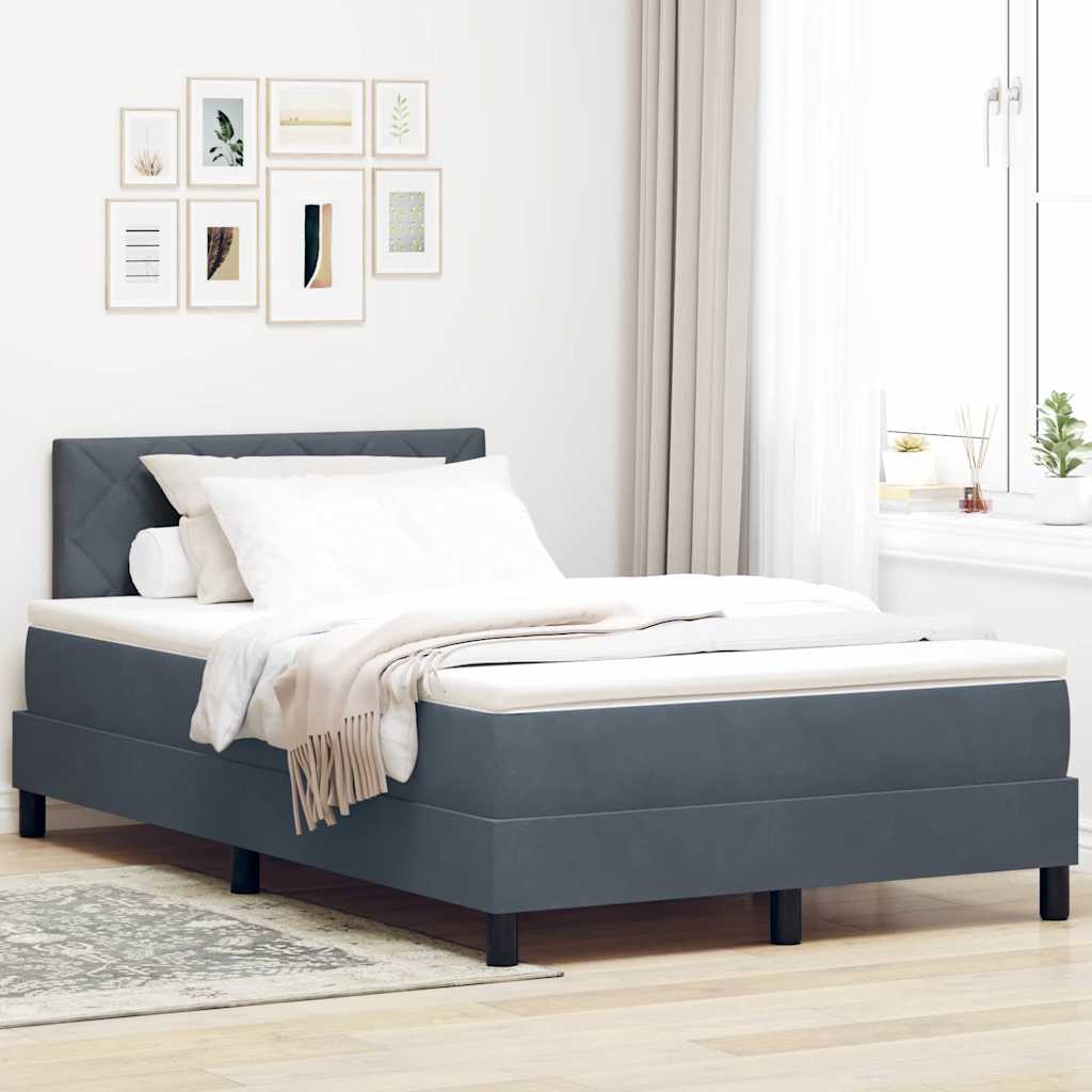 Box spring seng med hovedgærde Mørkegrå 120 x 190 cm Fløjl