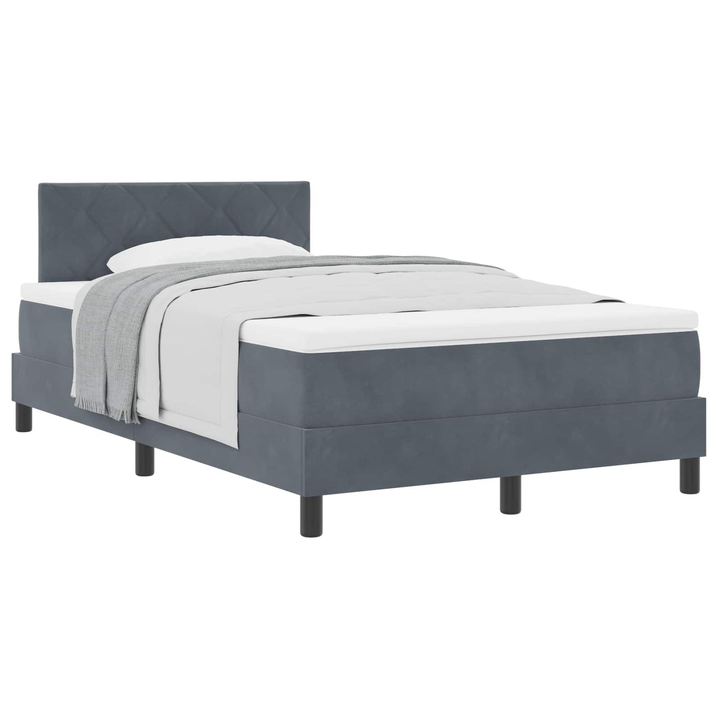 Box spring seng med hovedgærde Mørkegrå 120 x 190 cm Fløjl