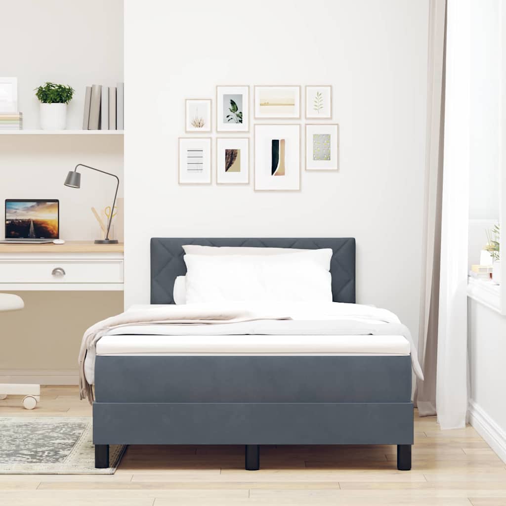 Box spring seng med hovedgærde Mørkegrå 120 x 200 cm Fløjl