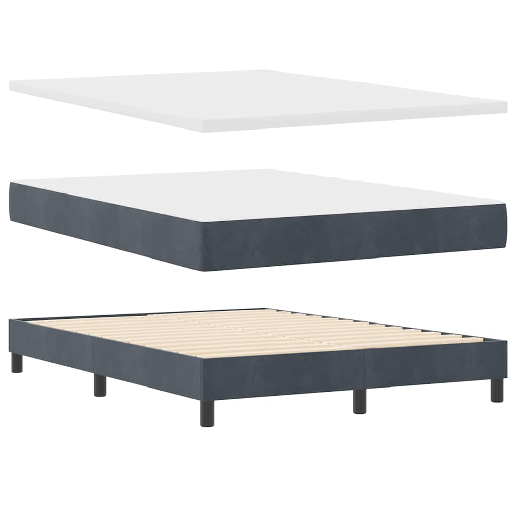 Box spring seng med hovedgærde Mørkegrå 140 x 190 cm Fløjl