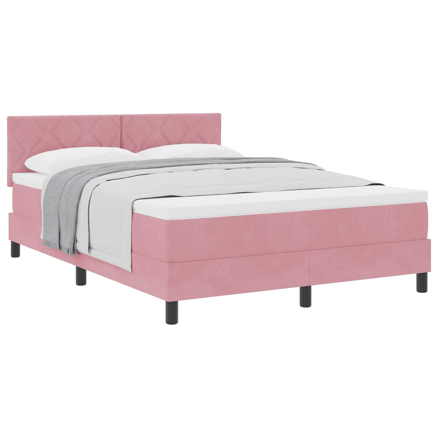 Box spring seng med hovedgærde Lyserød 140 x 190 cm Fløjl