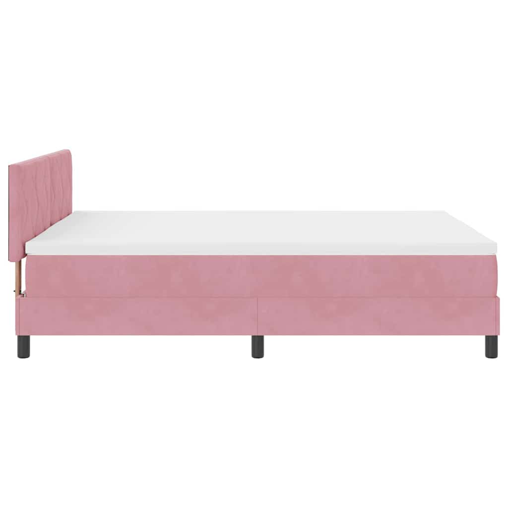 Box spring seng med hovedgærde Lyserød 140 x 200 cm Fløjl