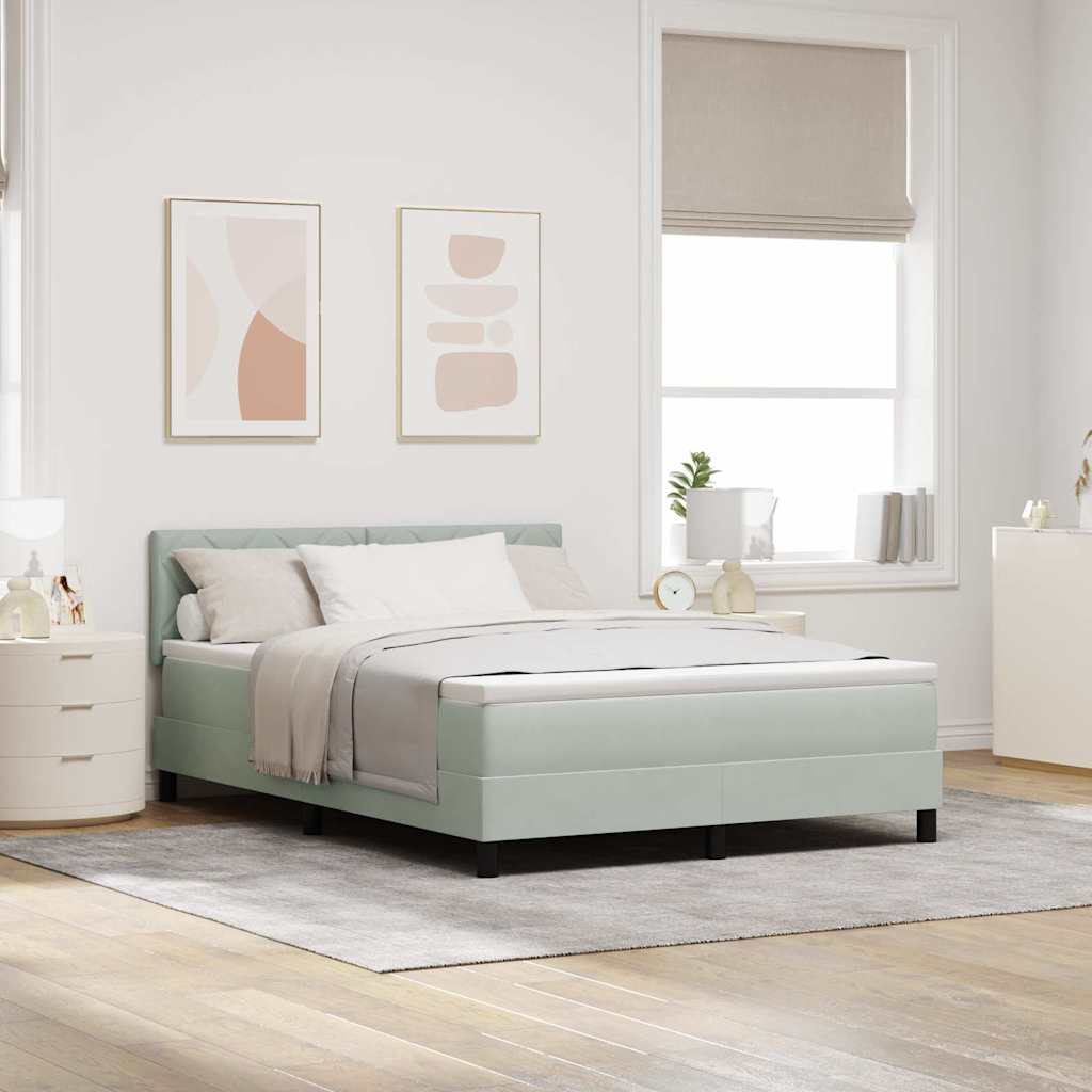 Box spring seng med hovedgærde Lysegrå 160 x 200 cm Fløjl
