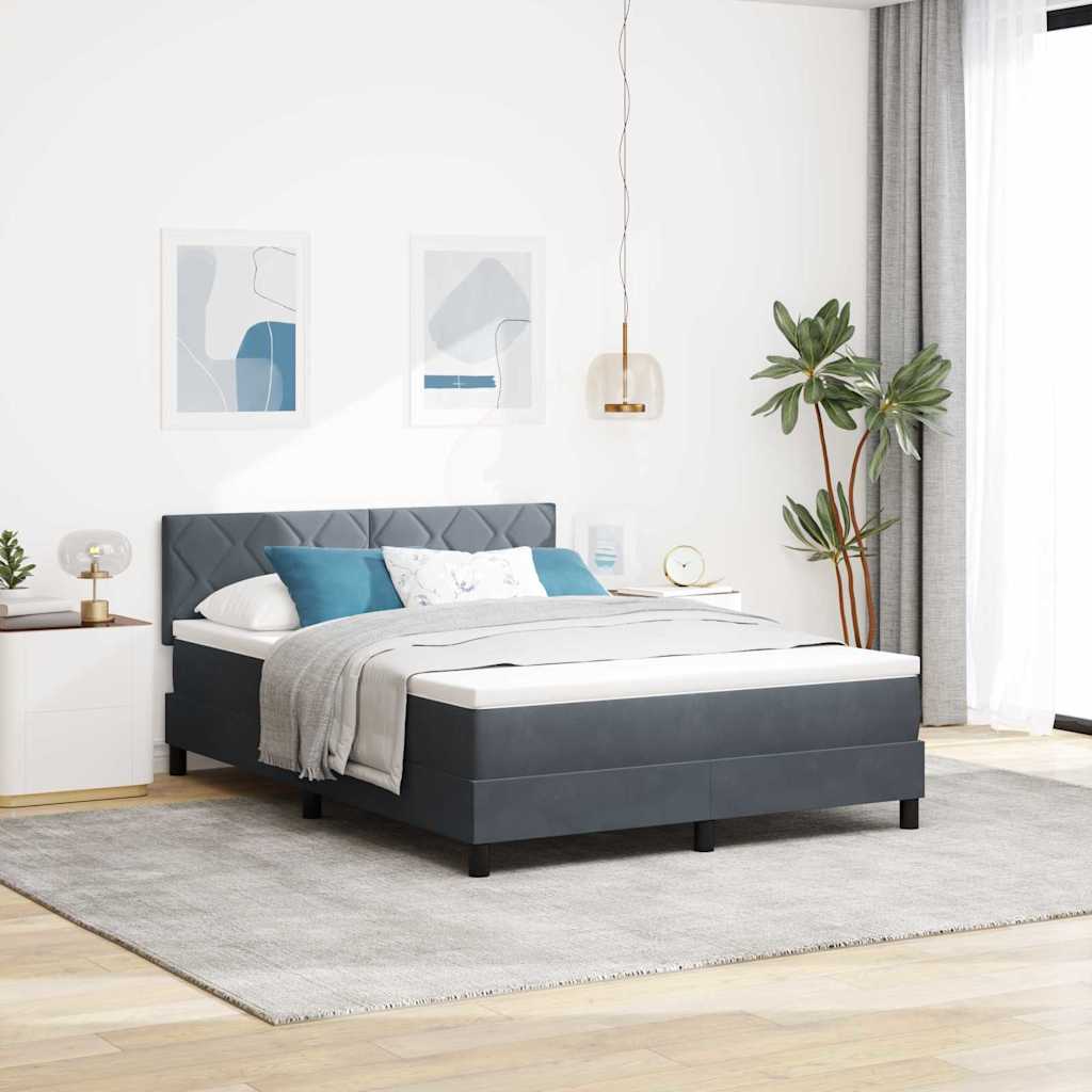 Box spring seng med hovedgærde Mørkegrå 160 x 200 cm Fløjl