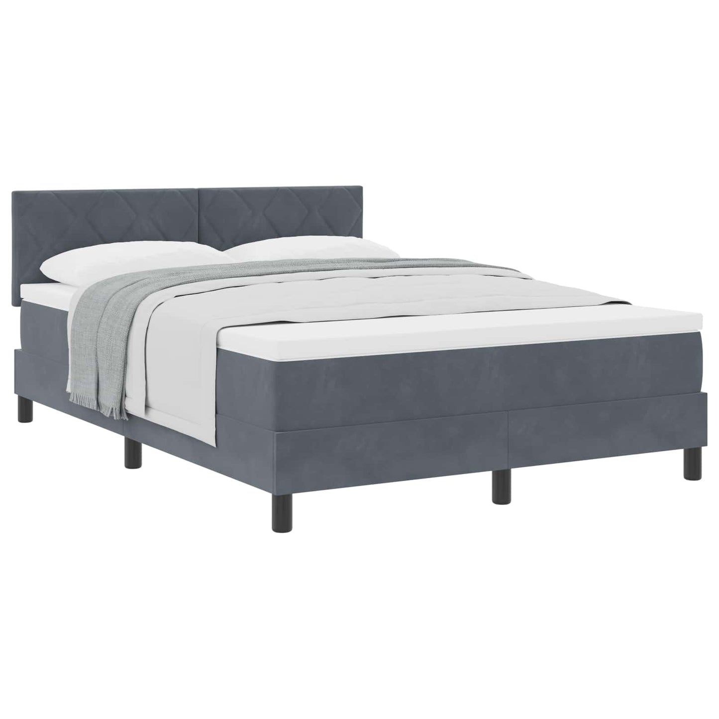 Box spring seng med hovedgærde Mørkegrå 160 x 200 cm Fløjl