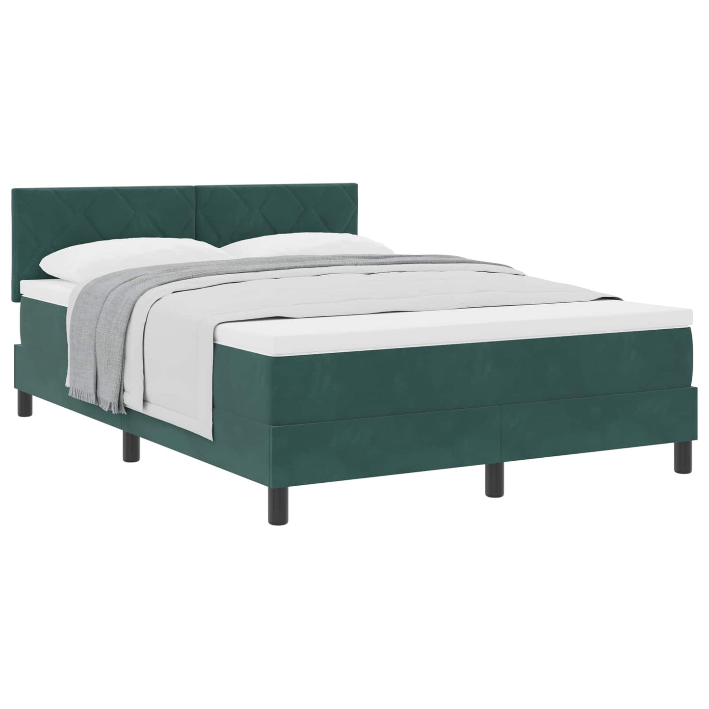 Box spring seng med hovedgærde Mørkegrøn 160 x 200 cm Fløjl
