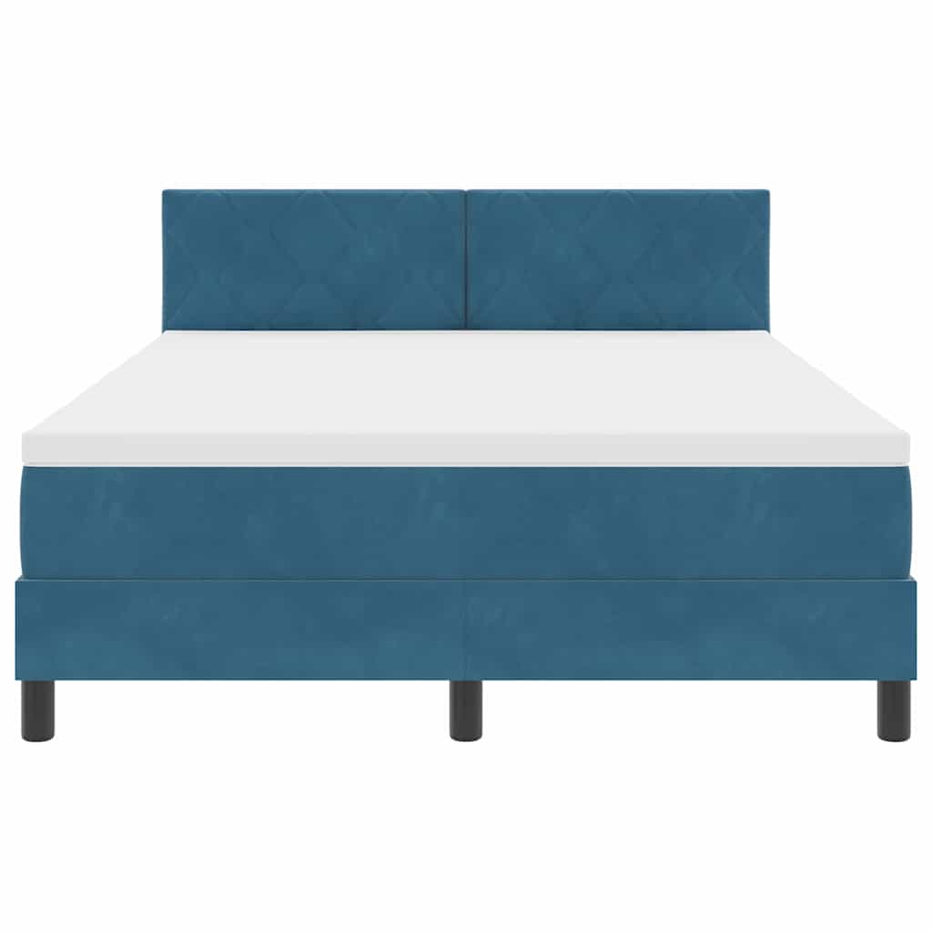 Box spring seng med hovedgærde Mørk blå 160 x 200 cm Fløjl