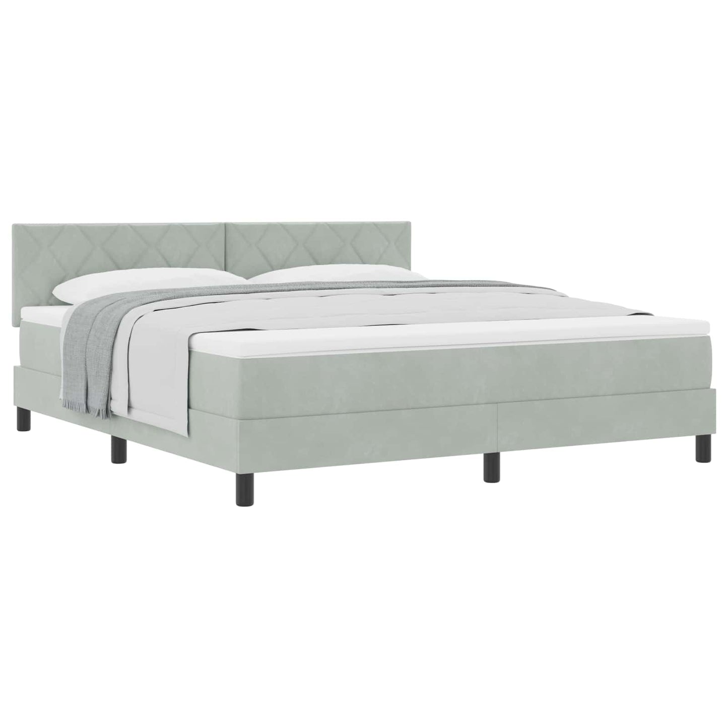 Box spring seng med hovedgærde Lysegrå 180 x 200 cm Fløjl