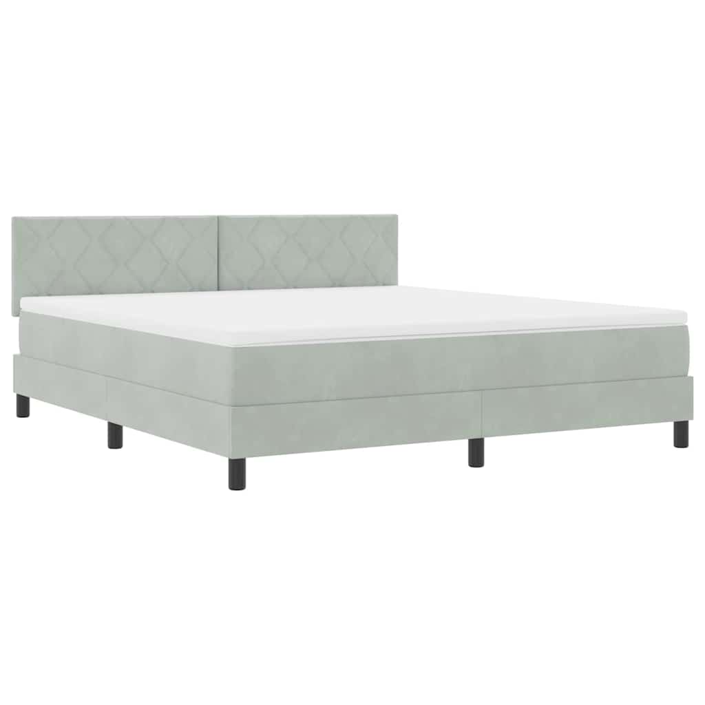 Box spring seng med hovedgærde Lysegrå 180 x 200 cm Fløjl