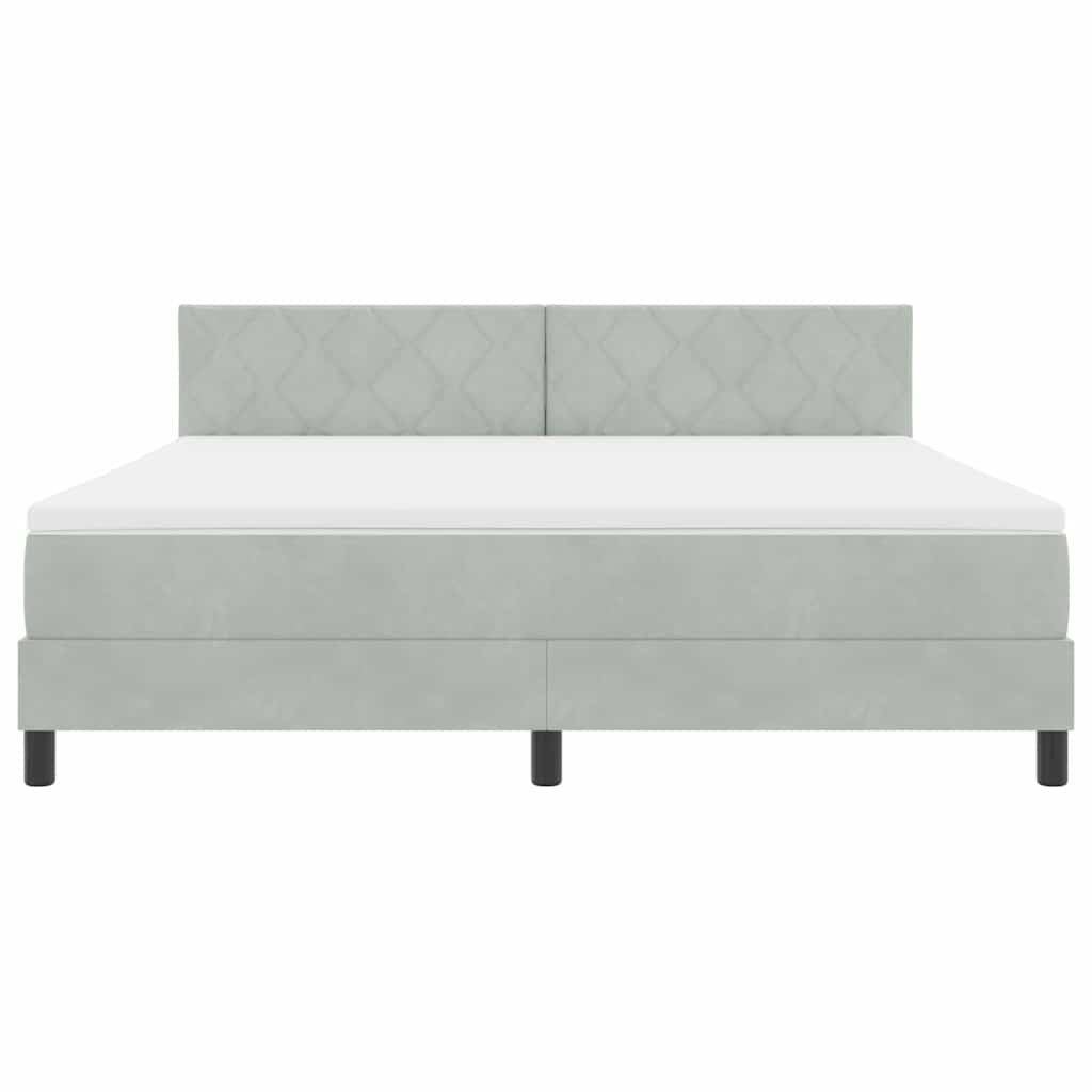 Box spring seng med hovedgærde Lysegrå 180 x 200 cm Fløjl