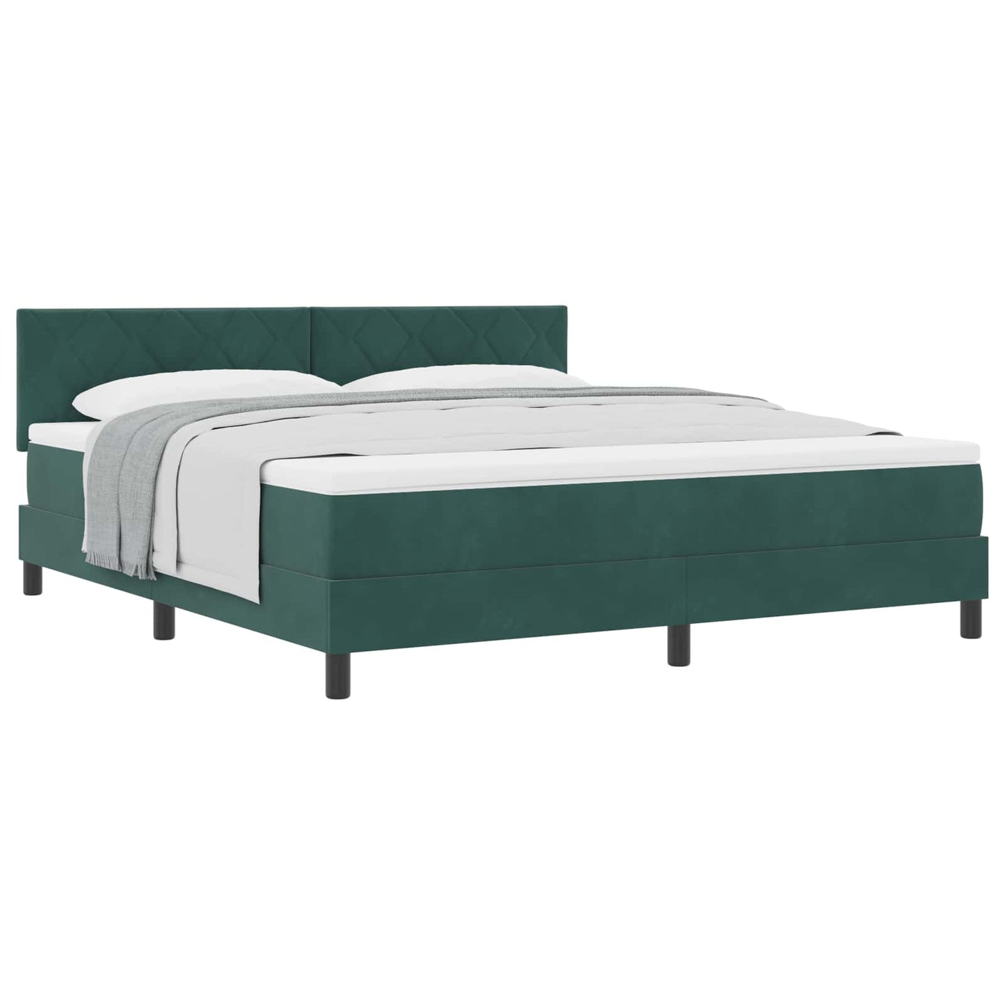 Box spring seng med hovedgærde Mørkegrøn 180 x 200 cm Fløjl