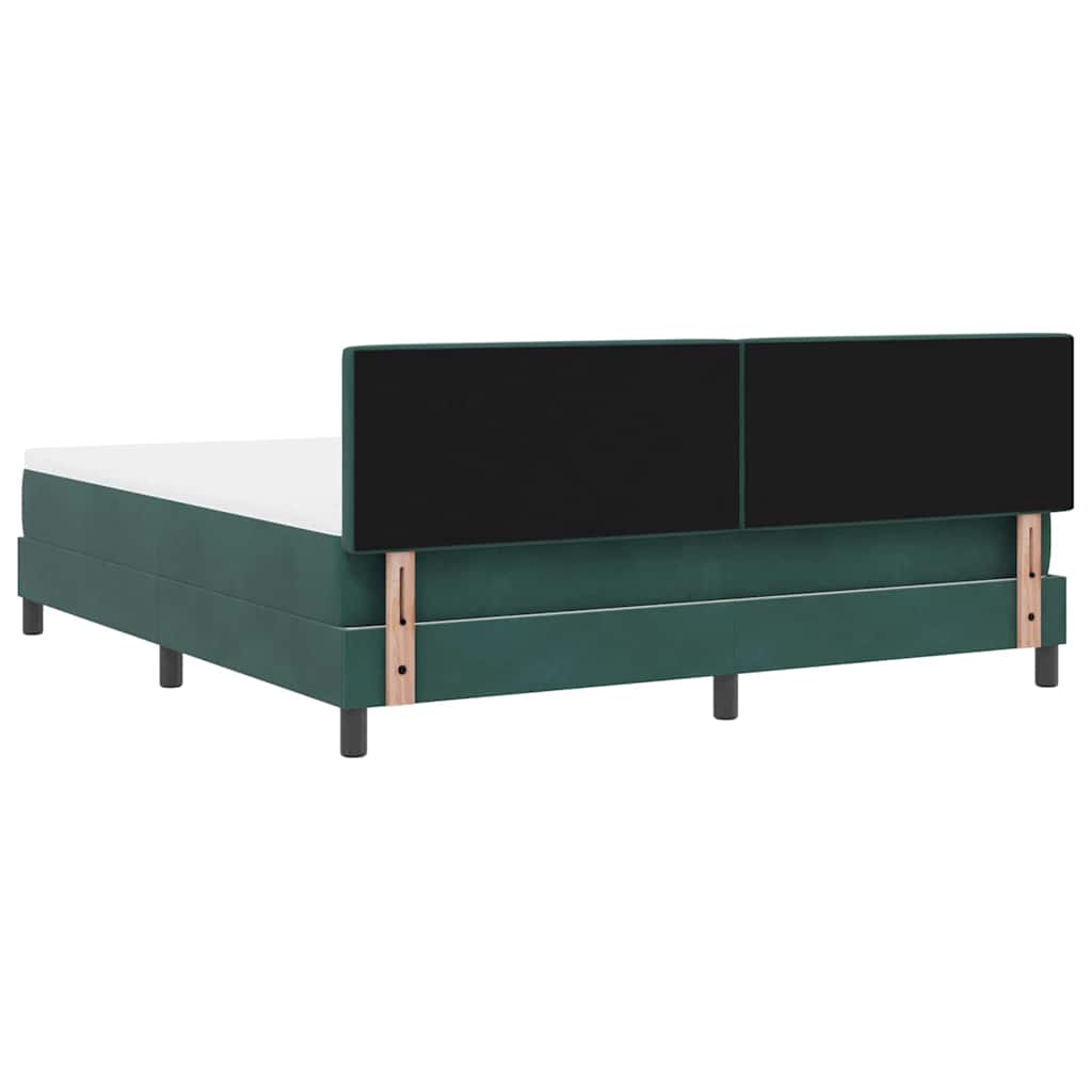 Box spring seng med hovedgærde Mørkegrøn 180 x 200 cm Fløjl