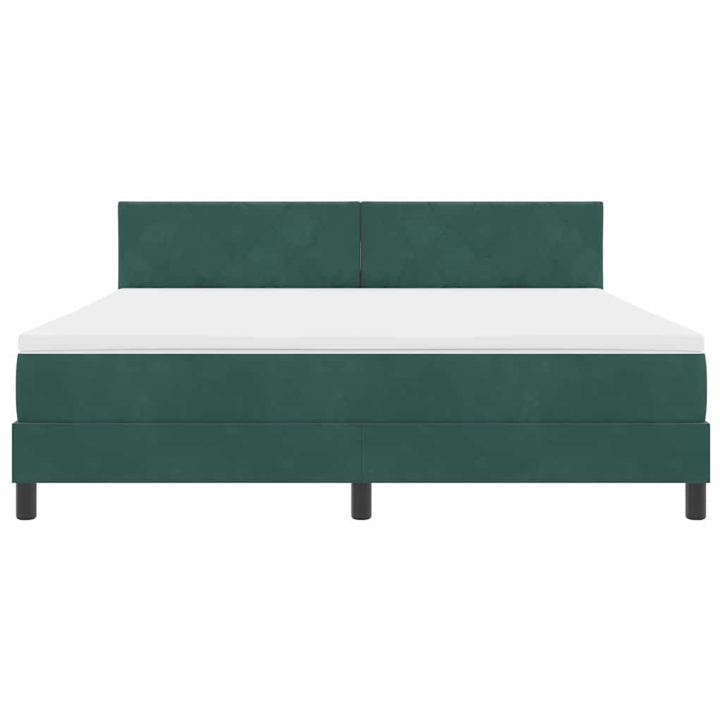 Box spring seng med hovedgærde Mørkegrøn 180 x 200 cm Fløjl