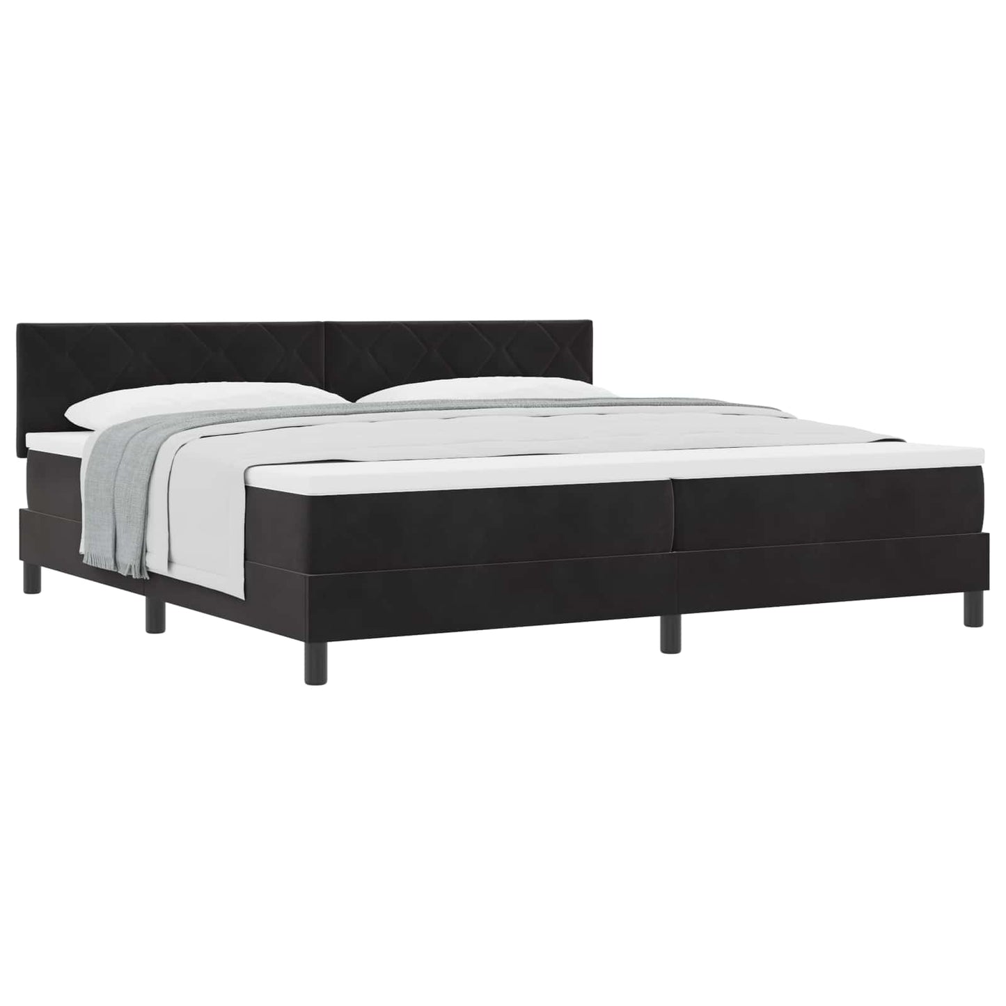 Box spring seng med hovedgærde Sort 200 x 200 cm Fløjl