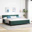 Box spring seng med hovedgærde Mørkegrøn 200 x 200 cm Fløjl