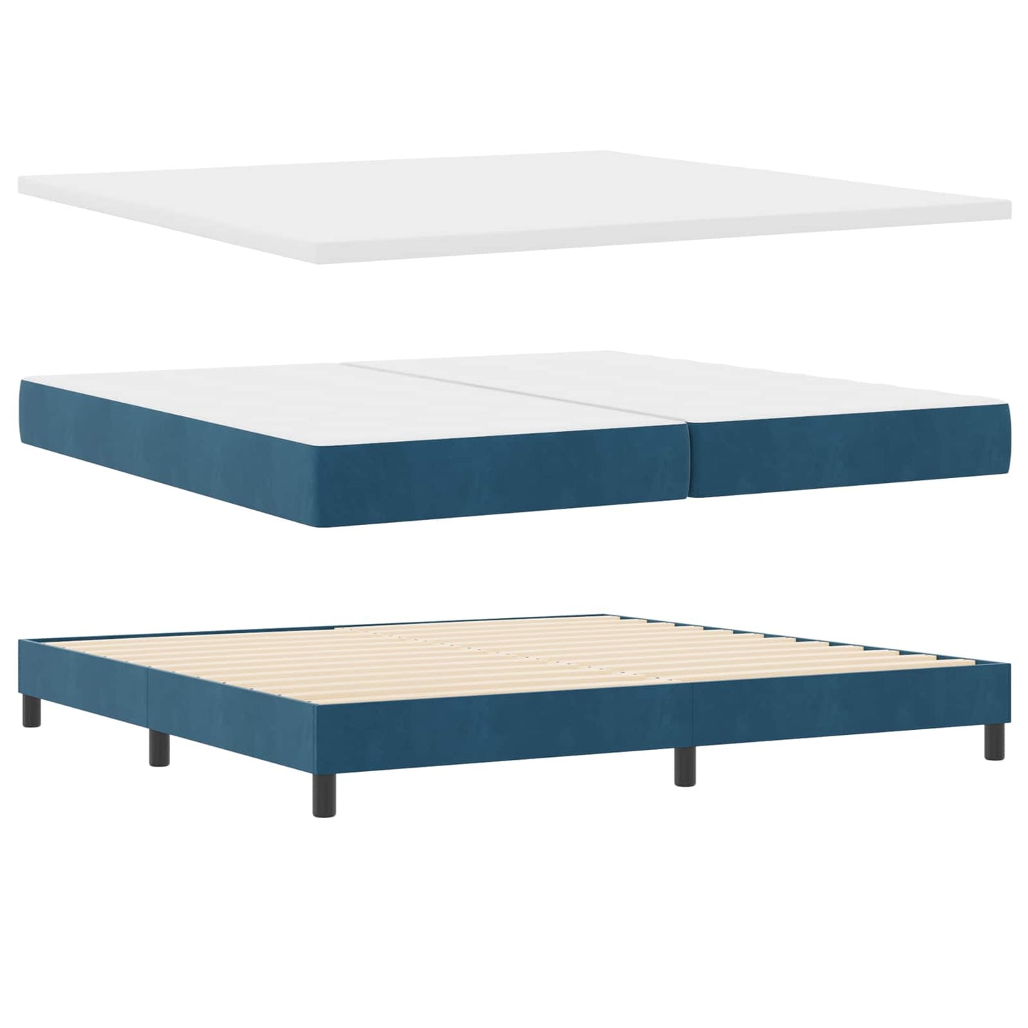 Box spring seng med hovedgærde Mørkegrøn 200 x 200 cm Fløjl