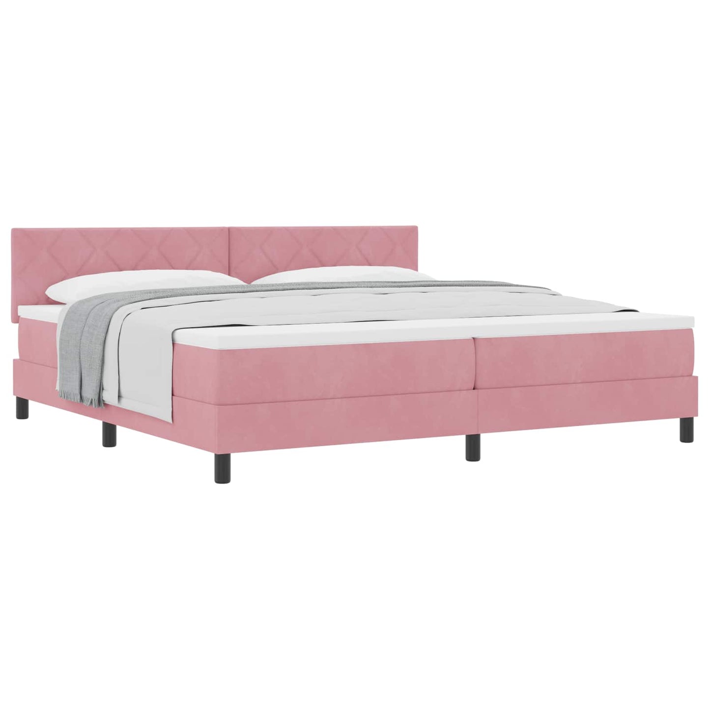 Box spring seng med hovedgærde Lyserød 200 x 200 cm Fløjl