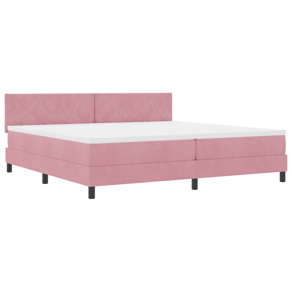 Box spring seng med hovedgærde Lyserød 200 x 200 cm Fløjl