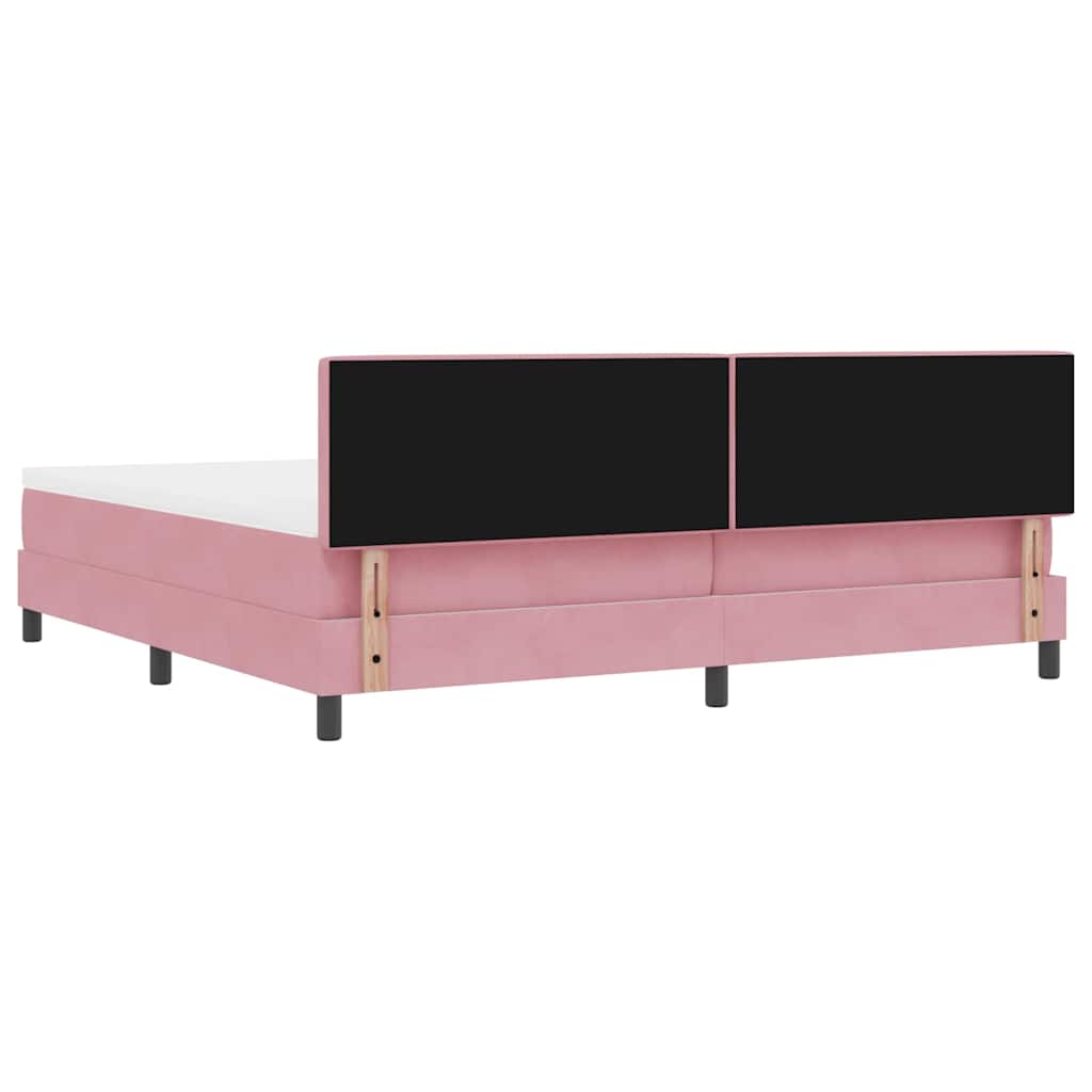 Box spring seng med hovedgærde Lyserød 200 x 200 cm Fløjl
