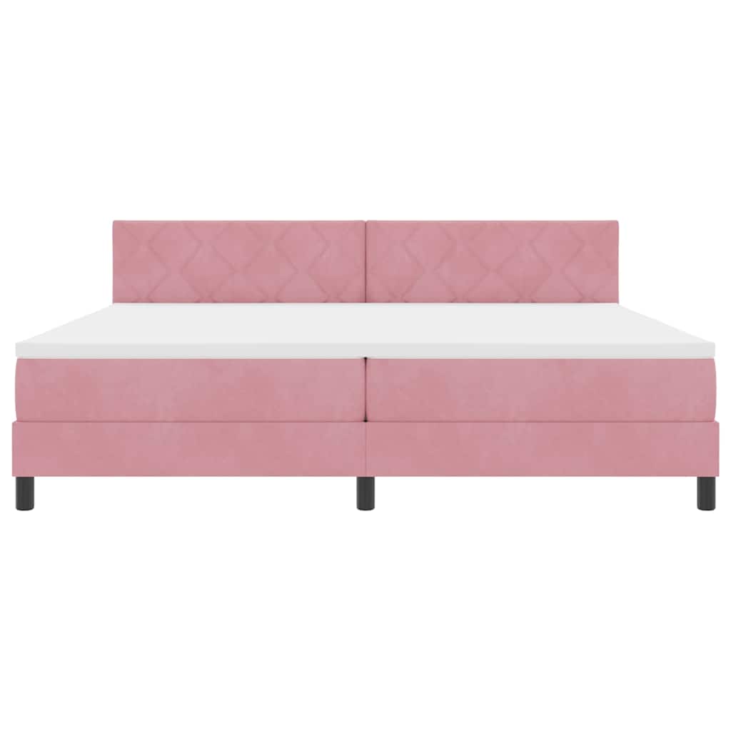 Box spring seng med hovedgærde Lyserød 200 x 200 cm Fløjl