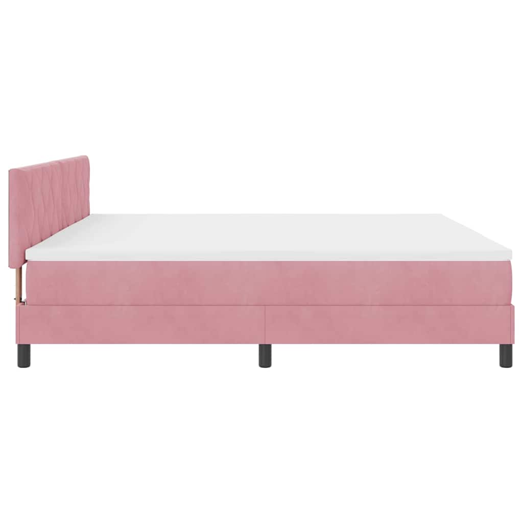 Box spring seng med hovedgærde Lyserød 200 x 200 cm Fløjl