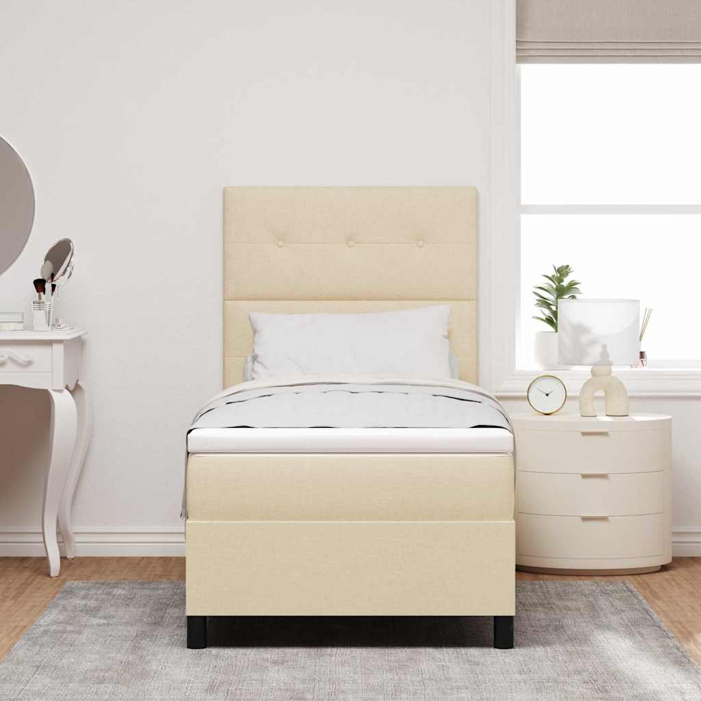 Box spring seng med hovedgærde Creme 80 x 200 cm Stof