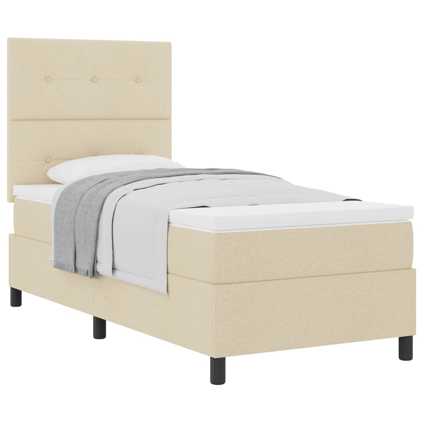 Box spring seng med hovedgærde Creme 80 x 200 cm Stof