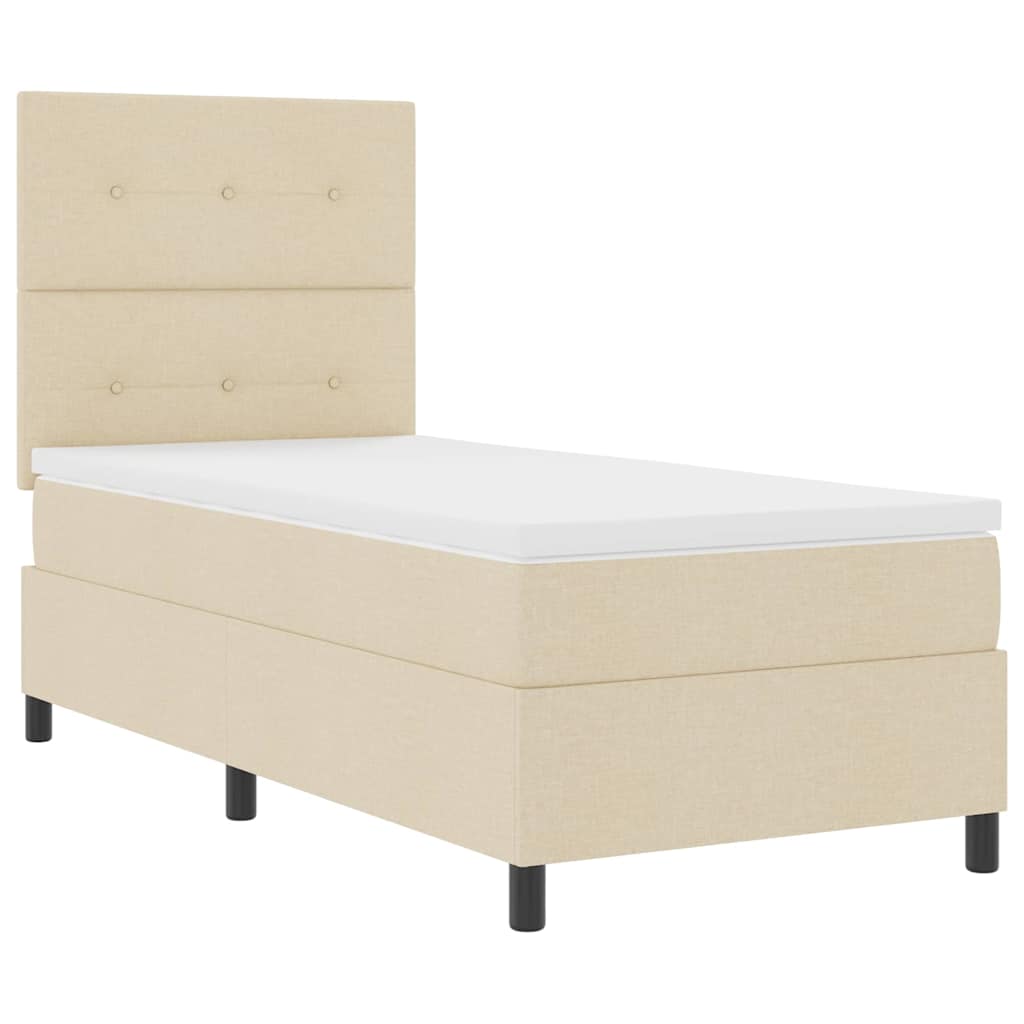 Box spring seng med hovedgærde Creme 80 x 200 cm Stof