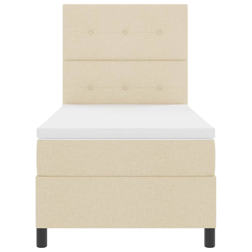 Box spring seng med hovedgærde Creme 80 x 200 cm Stof