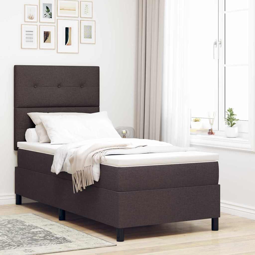 Box spring seng med hovedgærde Mørk Brun 90 x 190 cm Stof