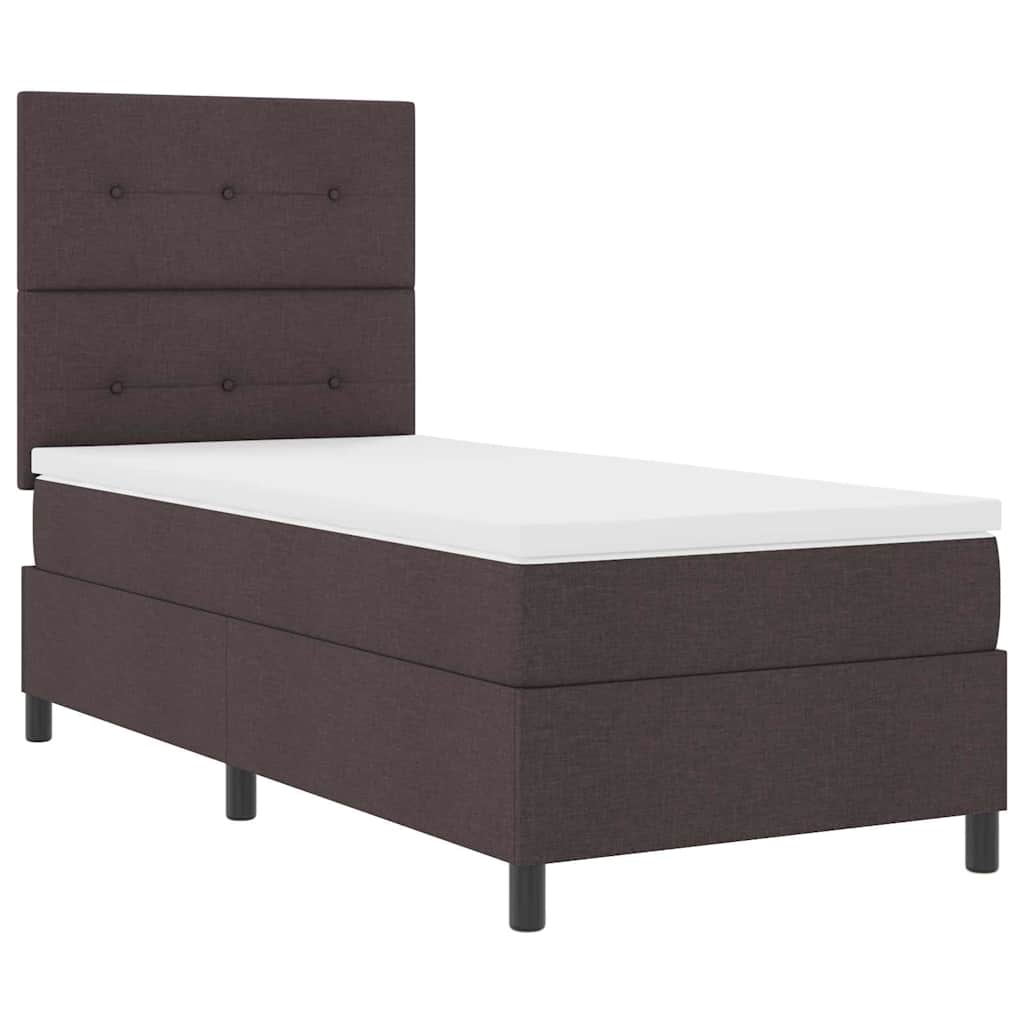 Box spring seng med hovedgærde Mørk Brun 90 x 190 cm Stof