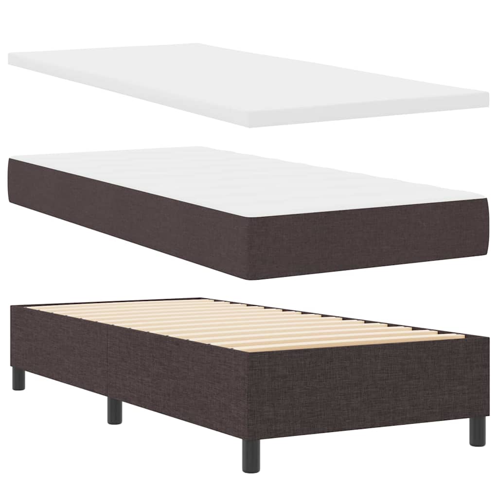 Box spring seng med hovedgærde Mørk Brun 90 x 190 cm Stof