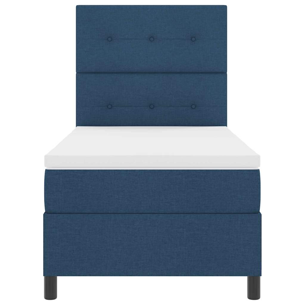 Box spring seng med hovedgærde Blå 90 x 190 cm Stof