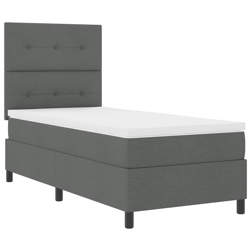 Box spring seng med hovedgærde Mørkegrå 90 x 200 cm Stof