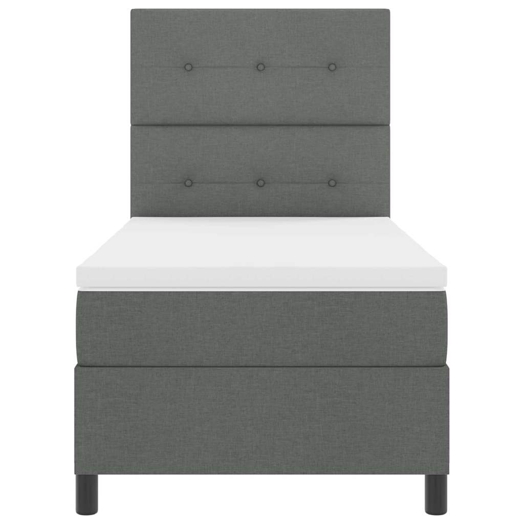Box spring seng med hovedgærde Mørkegrå 100 x 200 cm Stof