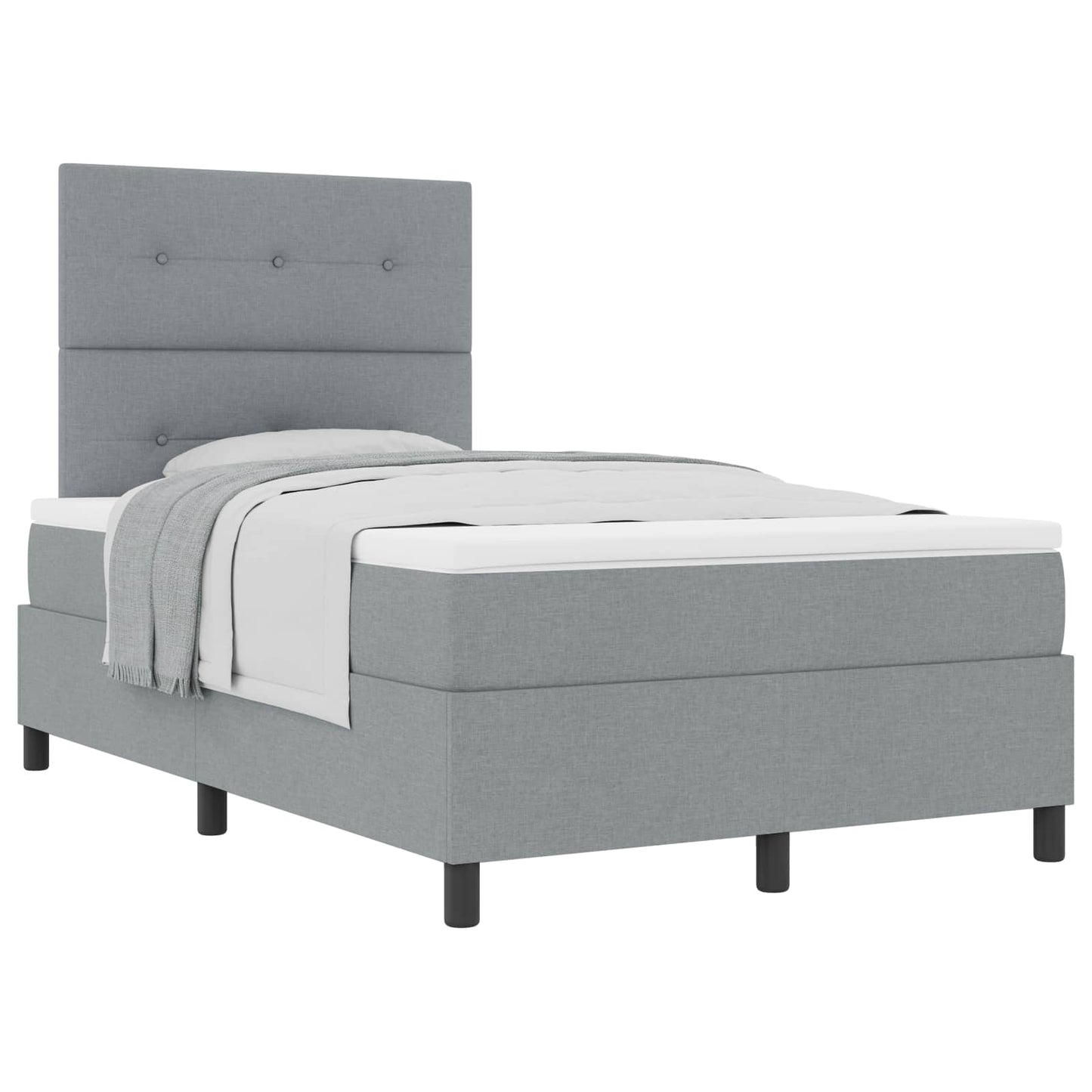 Box spring seng med hovedgærde Lysegrå 120 x 190 cm Stof