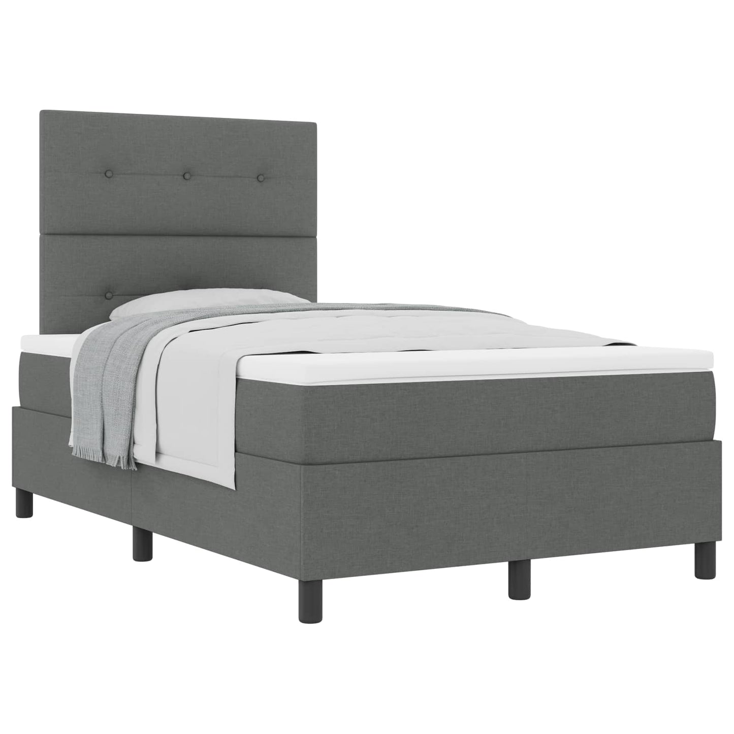 Box spring seng med hovedgærde Mørkegrå 120 x 190 cm Stof