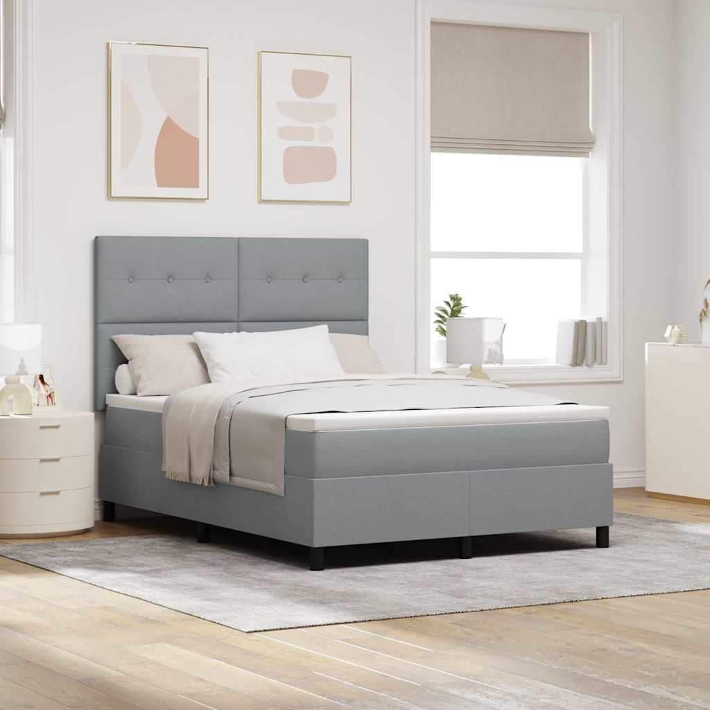 Box spring seng med hovedgærde Lysegrå 160 x 200 cm Stof
