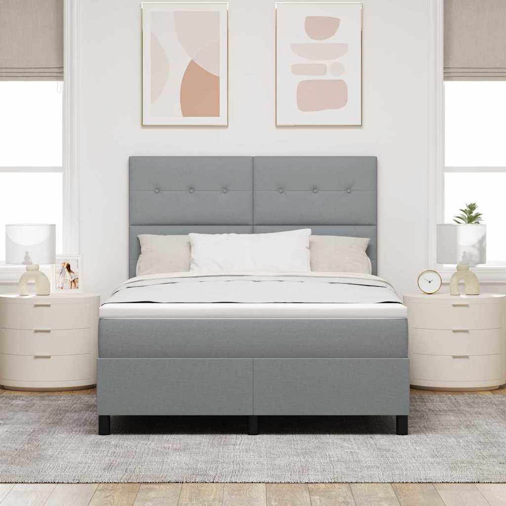 Box spring seng med hovedgærde Lysegrå 160 x 200 cm Stof