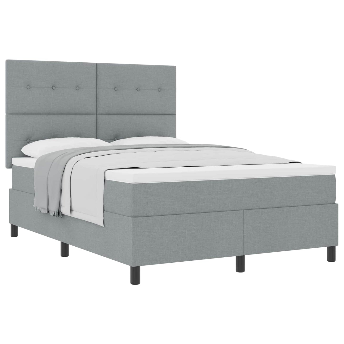 Box spring seng med hovedgærde Lysegrå 160 x 200 cm Stof