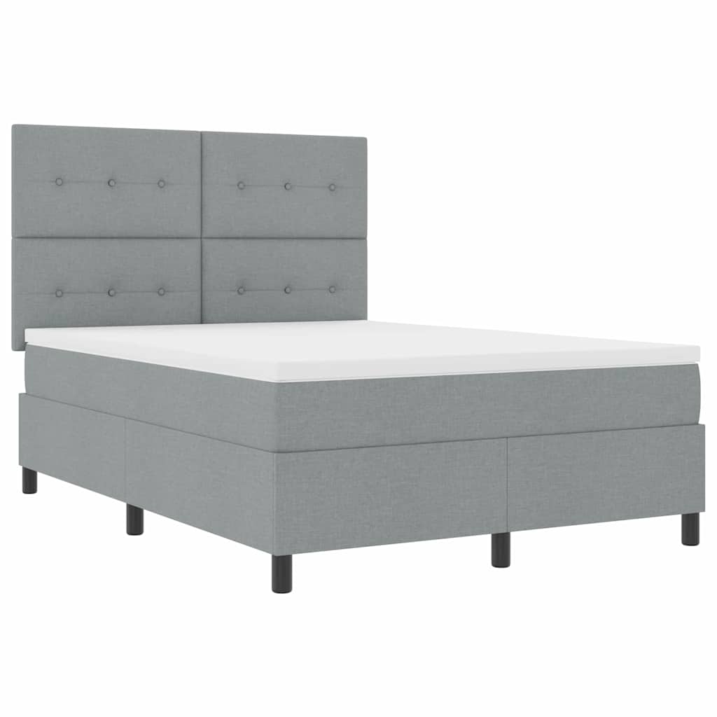 Box spring seng med hovedgærde Lysegrå 160 x 200 cm Stof