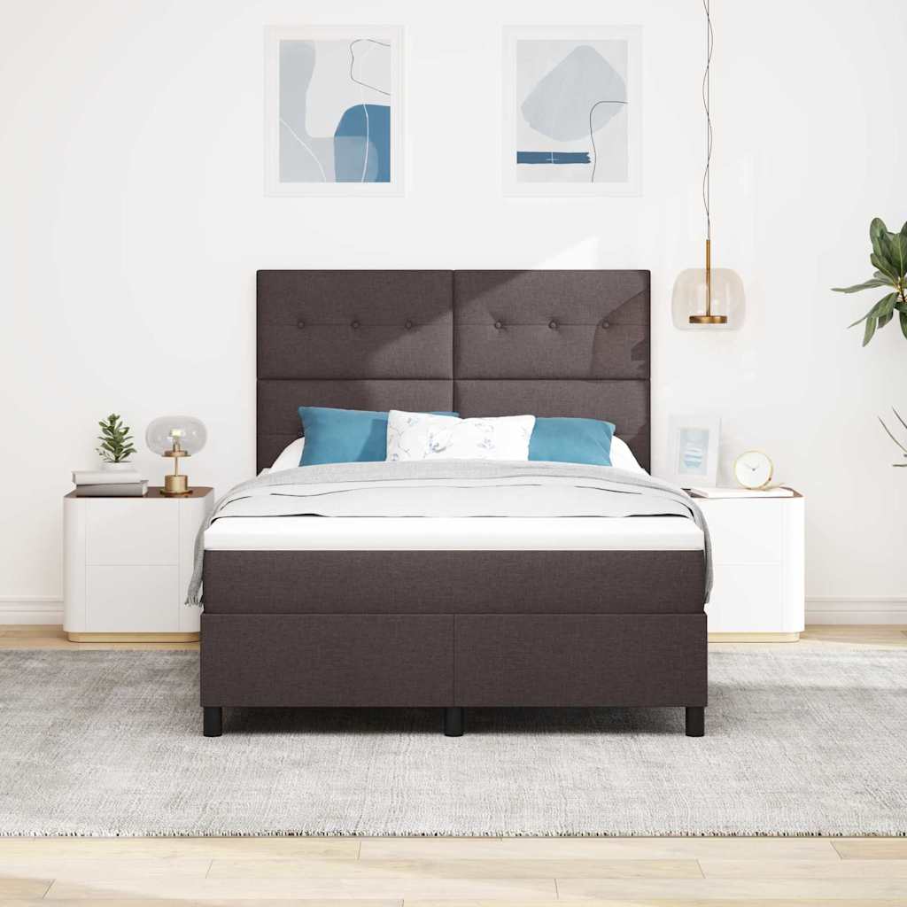 Box spring seng med hovedgærde Mørk Brun 160 x 200 cm Stof