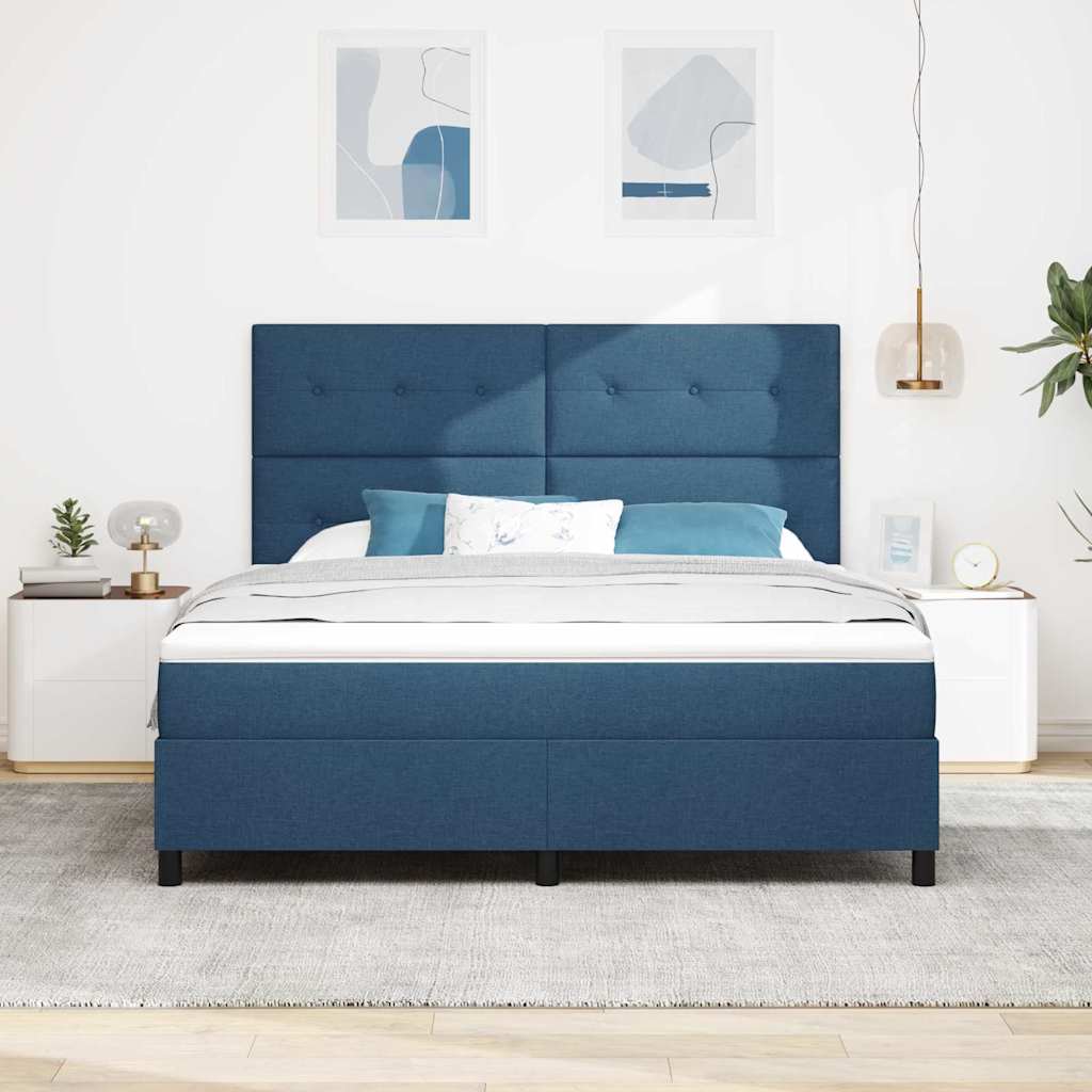 Box spring seng med hovedgærde Blå 180 x 200 cm Stof