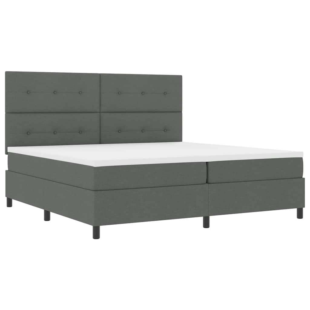 Box spring seng med hovedgærde Mørkegrå 200 x 200 cm Stof