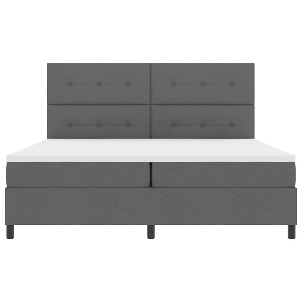Box spring seng med hovedgærde Mørkegrå 200 x 200 cm Stof