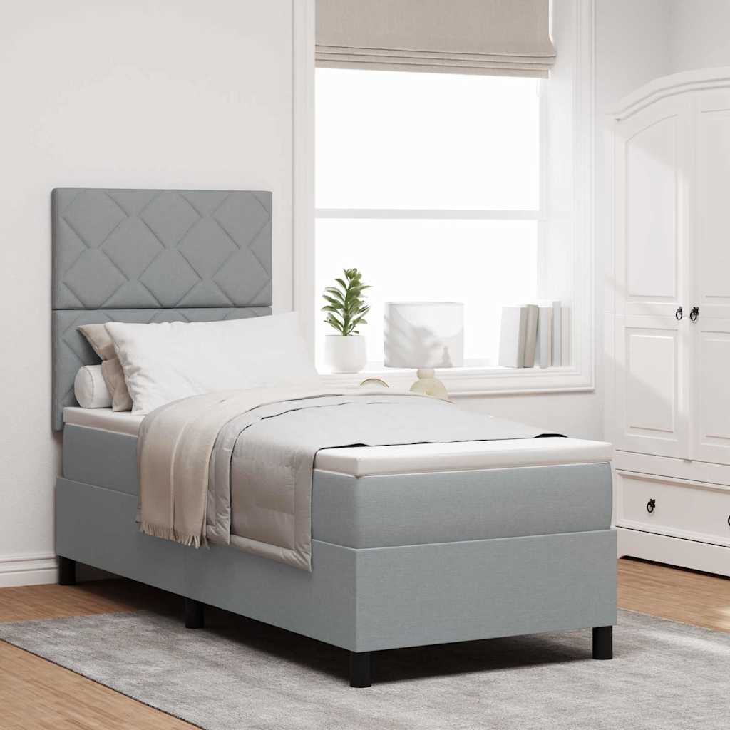 Box spring seng med hovedgærde Lysegrå 80 x 200 cm Stof