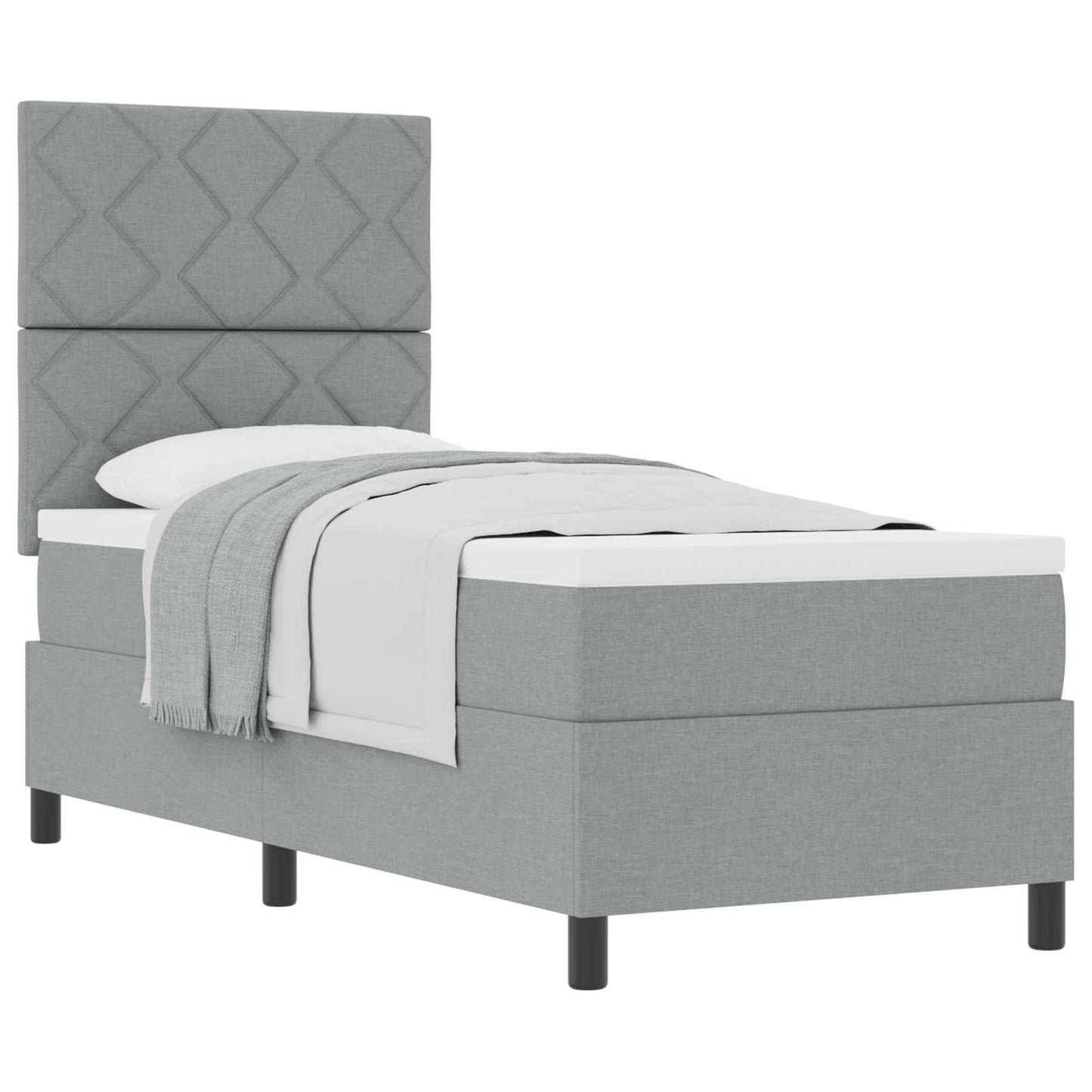 Box spring seng med hovedgærde Lysegrå 80 x 200 cm Stof