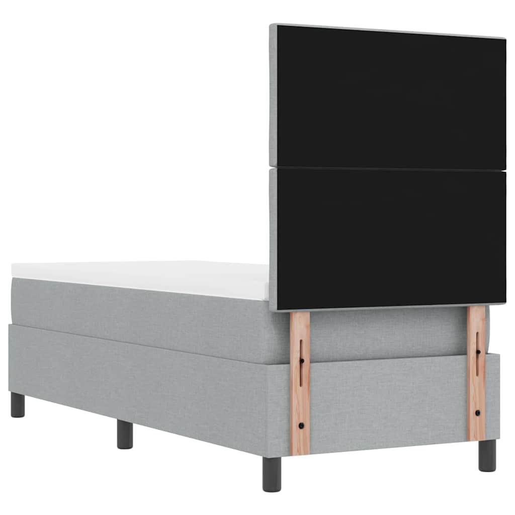 Box spring seng med hovedgærde Lysegrå 80 x 200 cm Stof